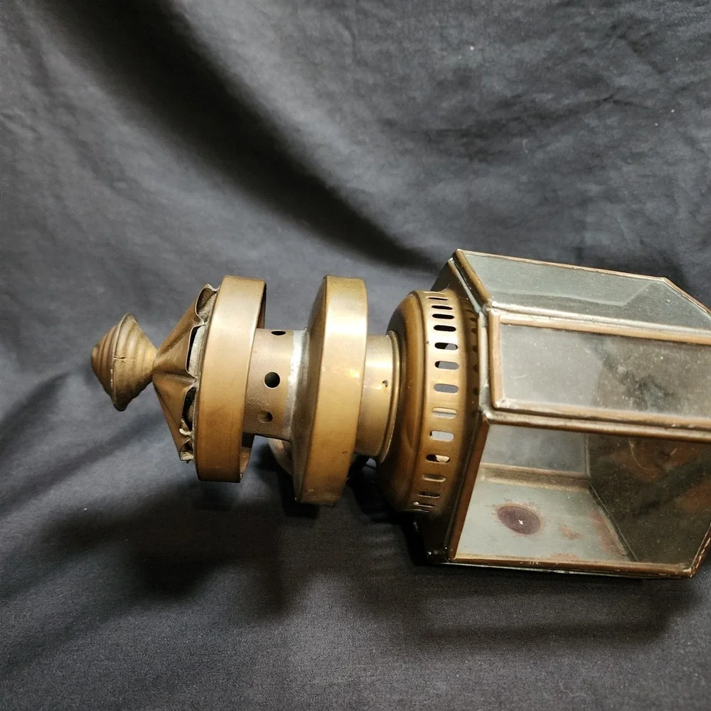 Antique Brass‎ Carriage Light Lamp Nautical Bevel Glass Rare